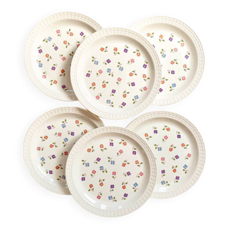 Lot de 6 assiettes plates fleurs