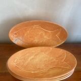 6 signed pottery fish plates