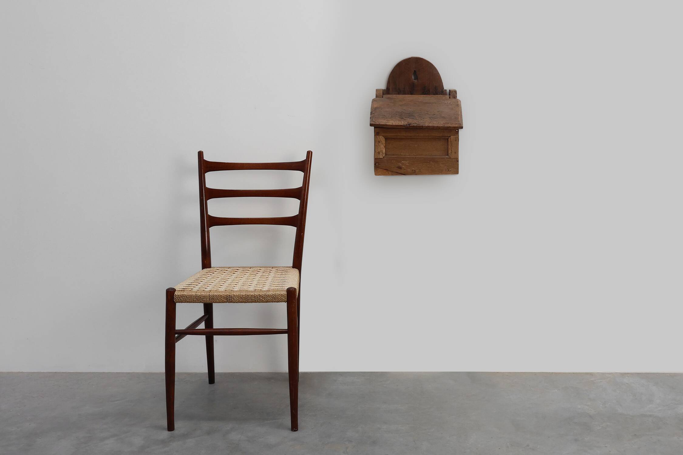 Antique French Oak Wall Salt Box, ca. 1850