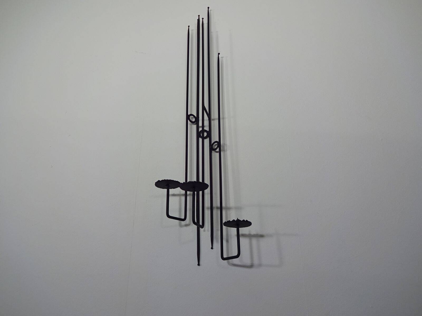 Brutalist German Iron Wall Candleholder, 1960s