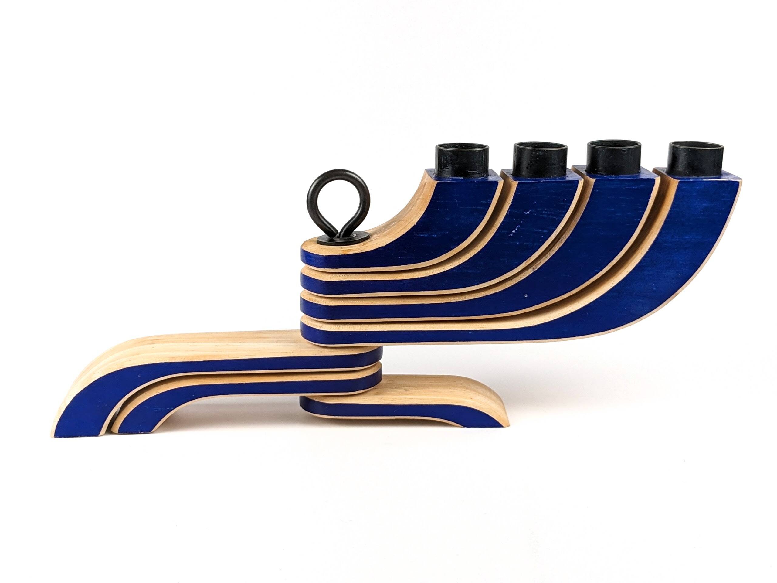 7-branched wooden candelabra | Klein Blue | Scandinavian design