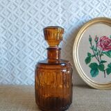 Amber Glass Carafe with Vintage Stopper