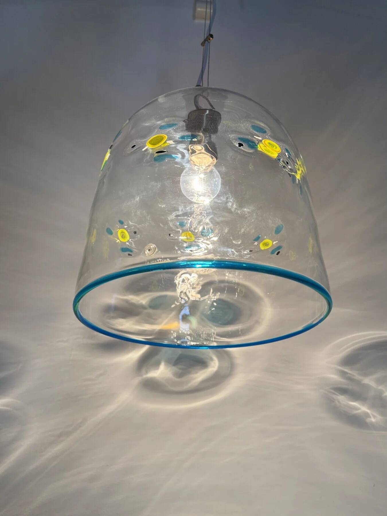 Suspension en verre La Murrina de design du milieu du siècle avec des fleurs, années 1970, Italie