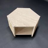 Hexagonal travertine side table by Claude Berraldacci. 1990s. France.