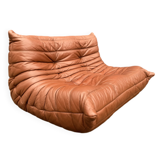 100% original vintage Cognac leather Togo Ligne Roset 2zit