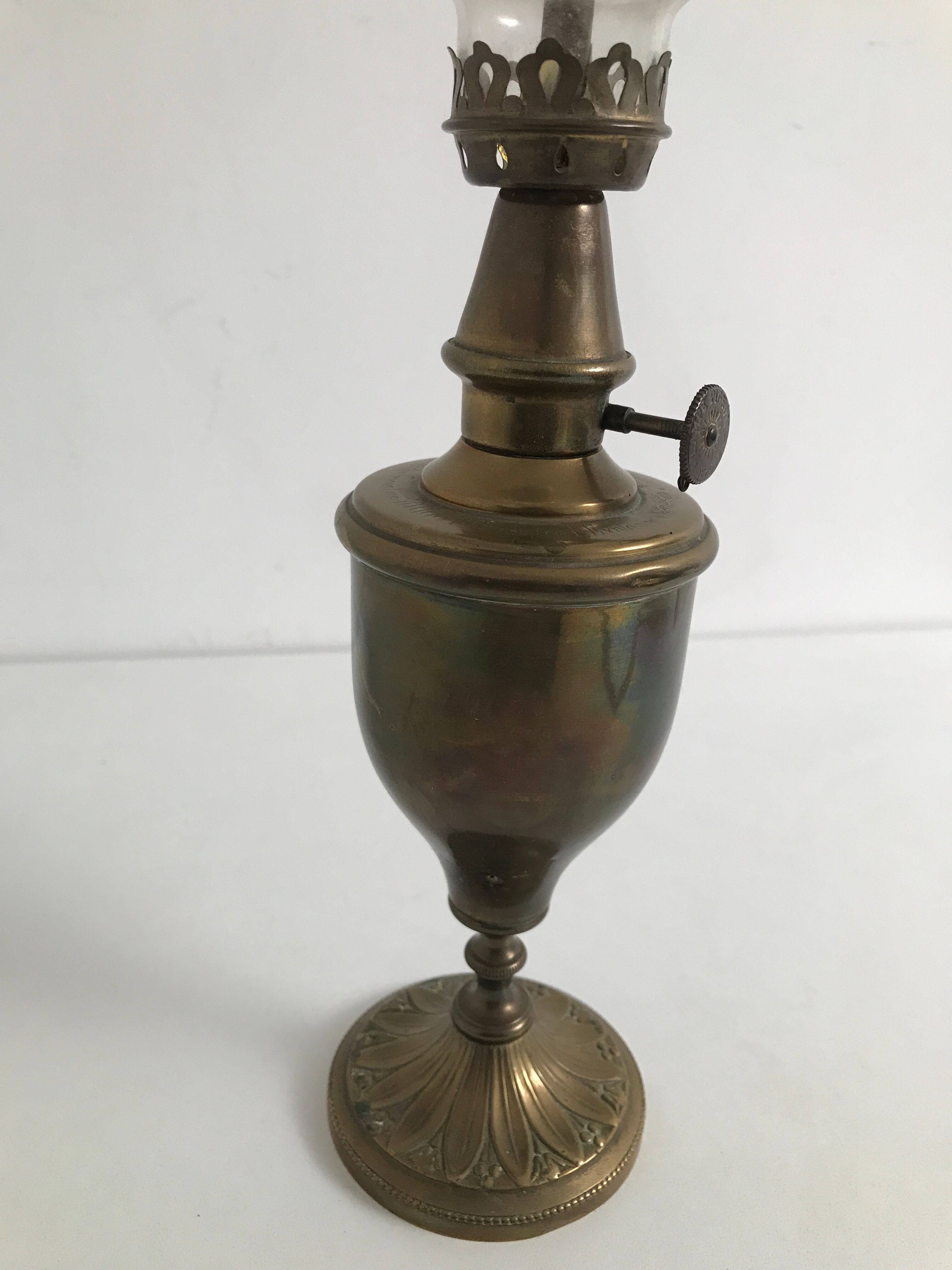 Copper and brass oil lamp