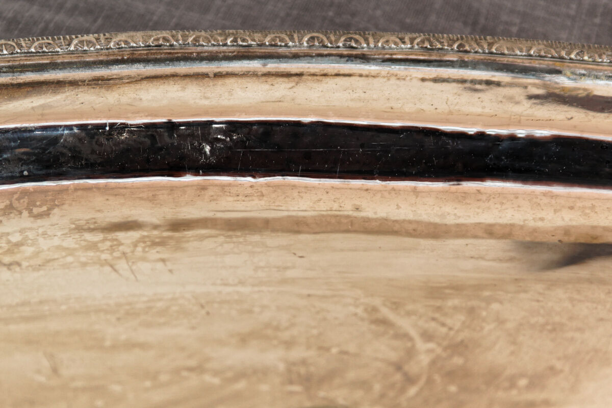 Ancient fish dish in silver metal