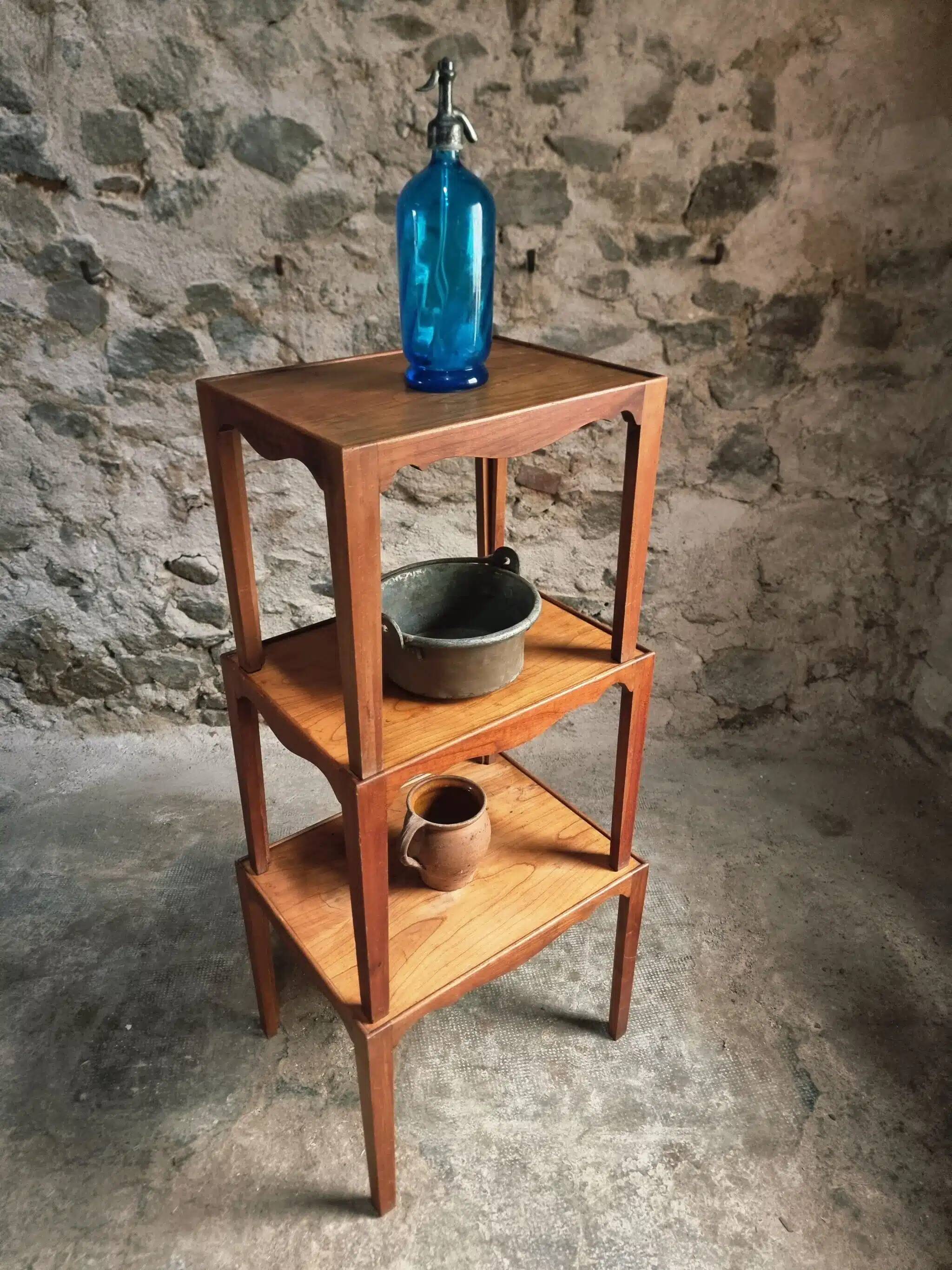 3 nesting tables made of cherry wood, France 1960