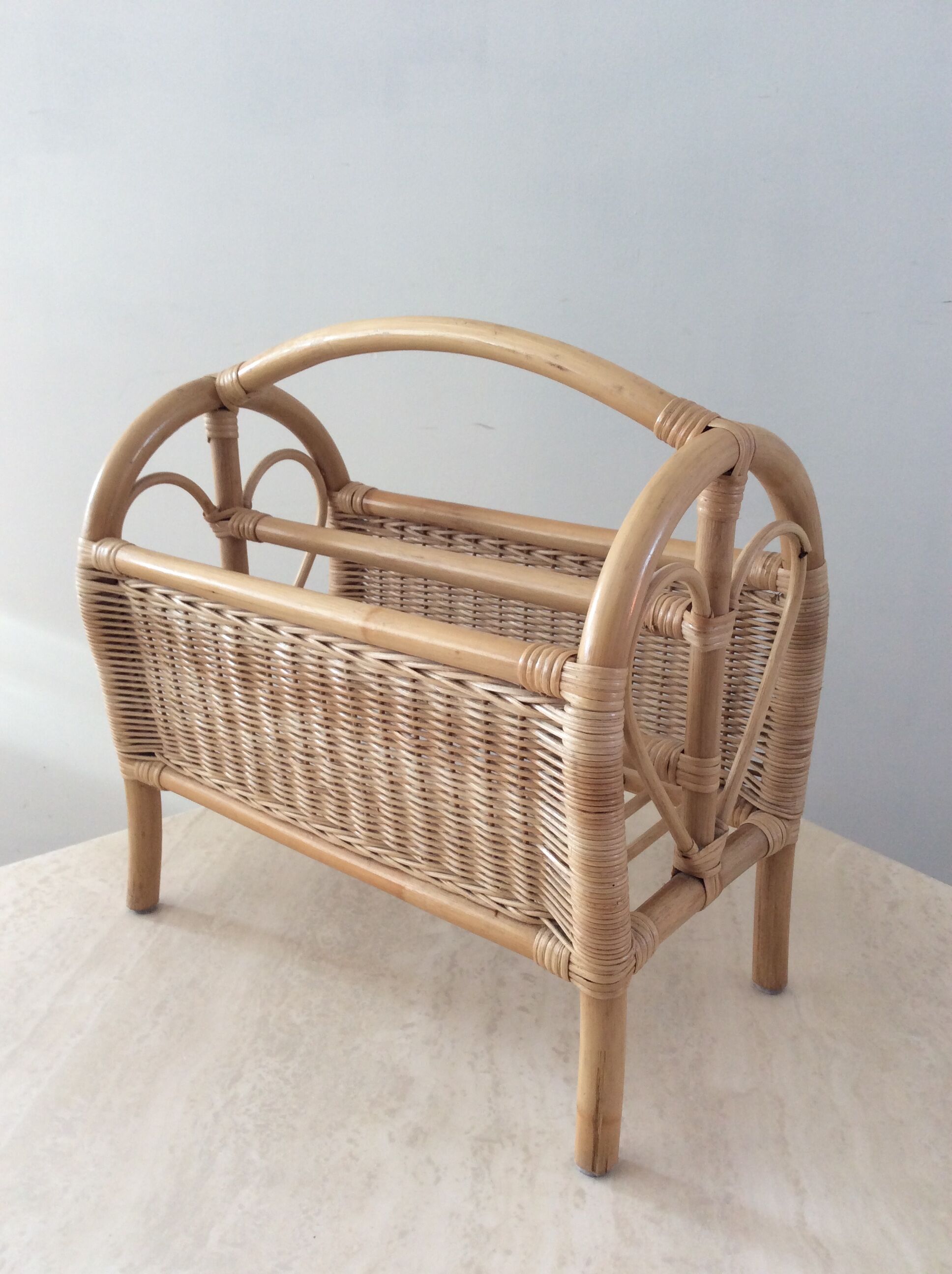 Vintage magazine holders from the 70s in rattan