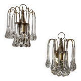 Par de lámparas de cristales. Italia, 1970s.