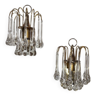 Par de lámparas de cristales. Italia, 1970s.