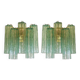 Contemporary Green “Tronchi” Murano Glass Wall Sconce in Venini Style - a Pair