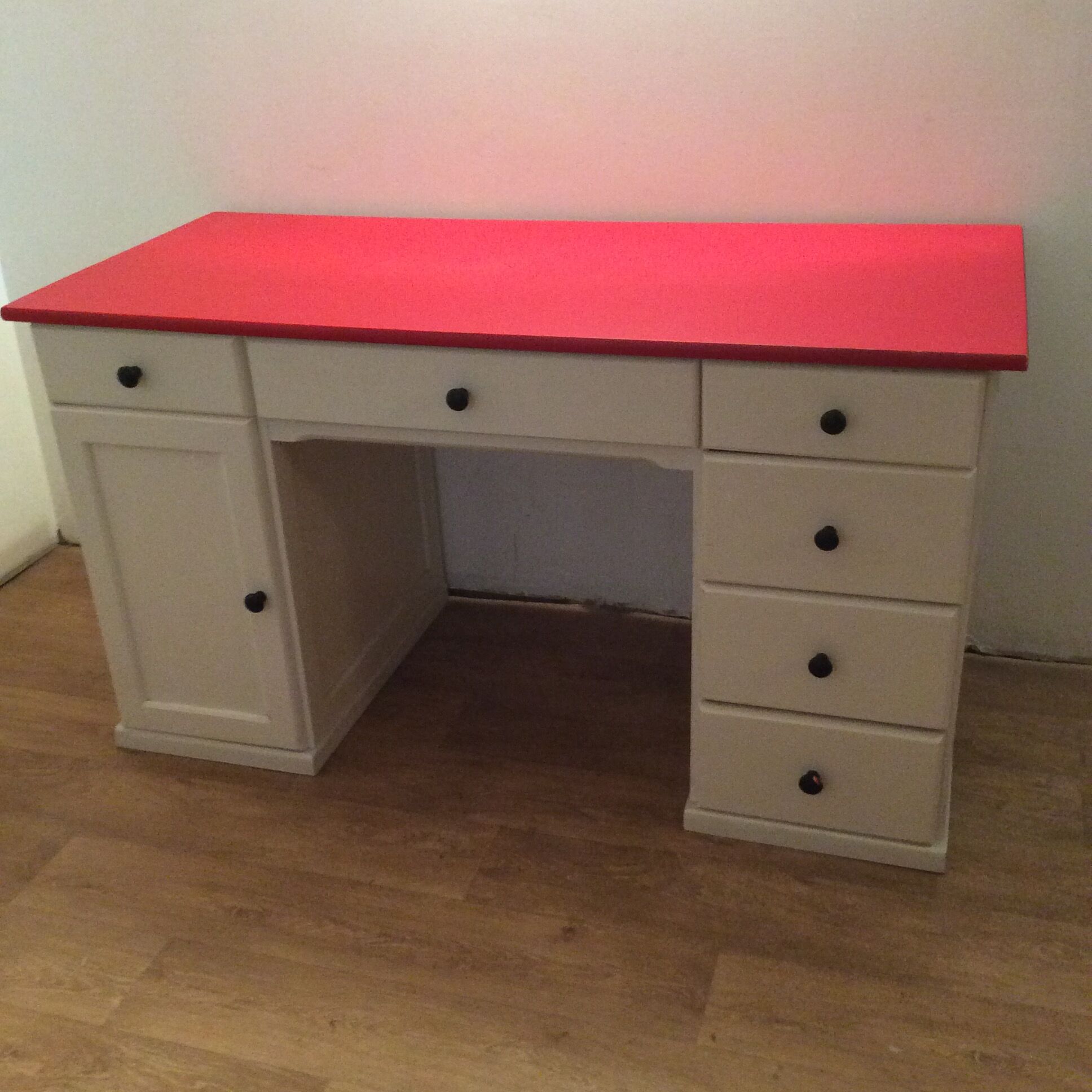 Coffered desk of the 70s in solid wood