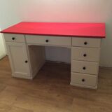 Coffered desk of the 70s in solid wood