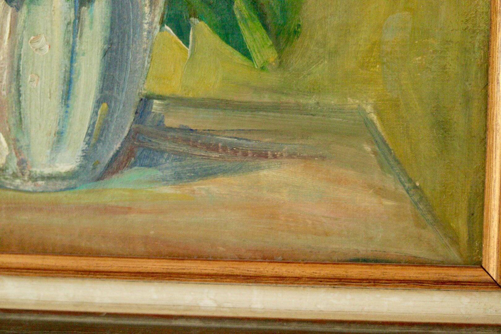 Peinture à l'huile sur panneau vintage européenne originale – « Décoration florale »