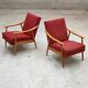 Pair of Czechoslovak armchairs 1960 red pink 1960