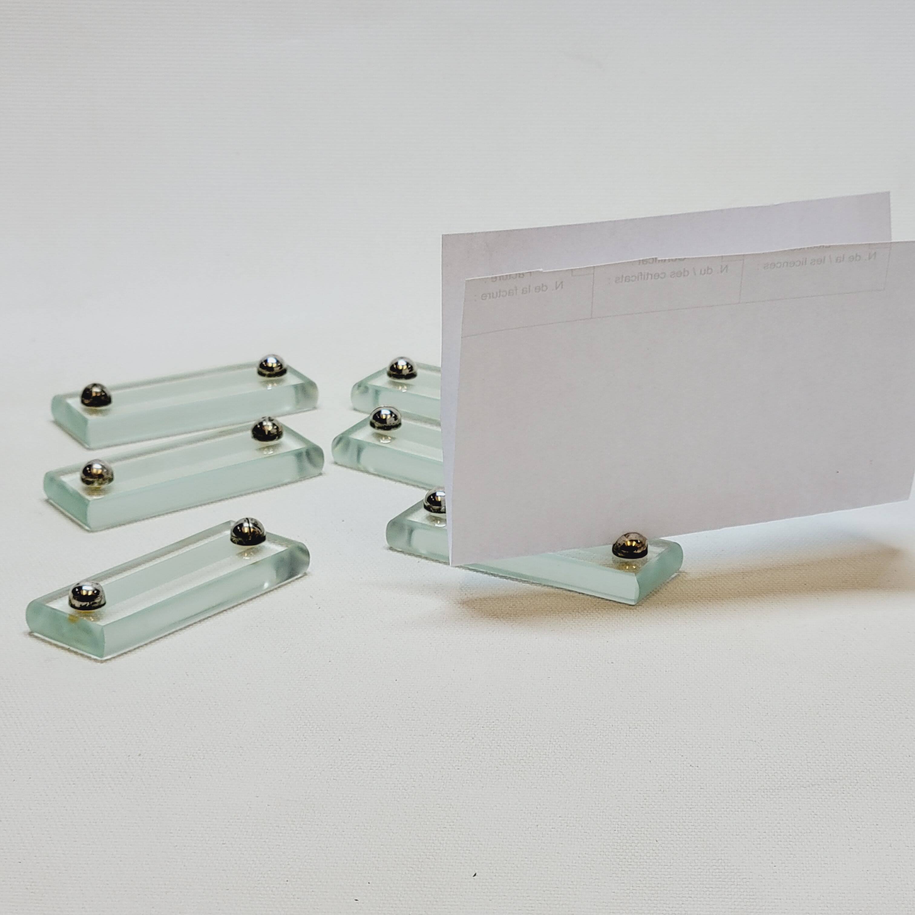 6 Porte Cartes Support Cartes Nom Emplacement A Table Verre Et Métal Argenté