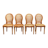 4 caned Louis XVI medallion dining chairs from the 1960s.