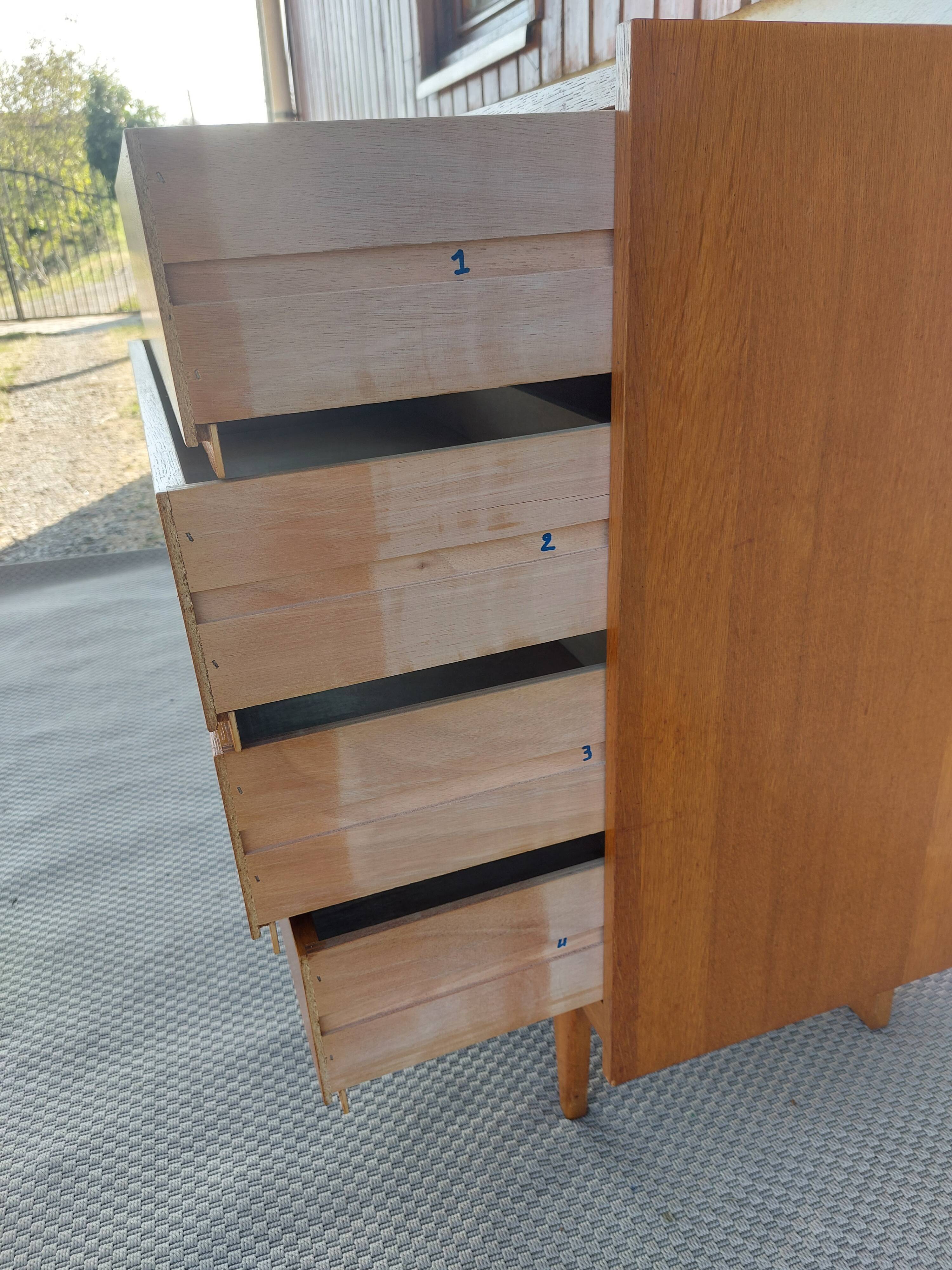 vintage chest of drawers, 60s-70s, "hidden" handles