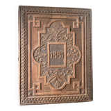 Antique 1881 Sculpté sur panneau en bois massif Relief