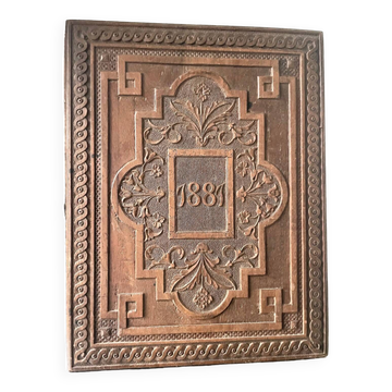 Antique 1881 Sculpté sur panneau en bois massif Relief