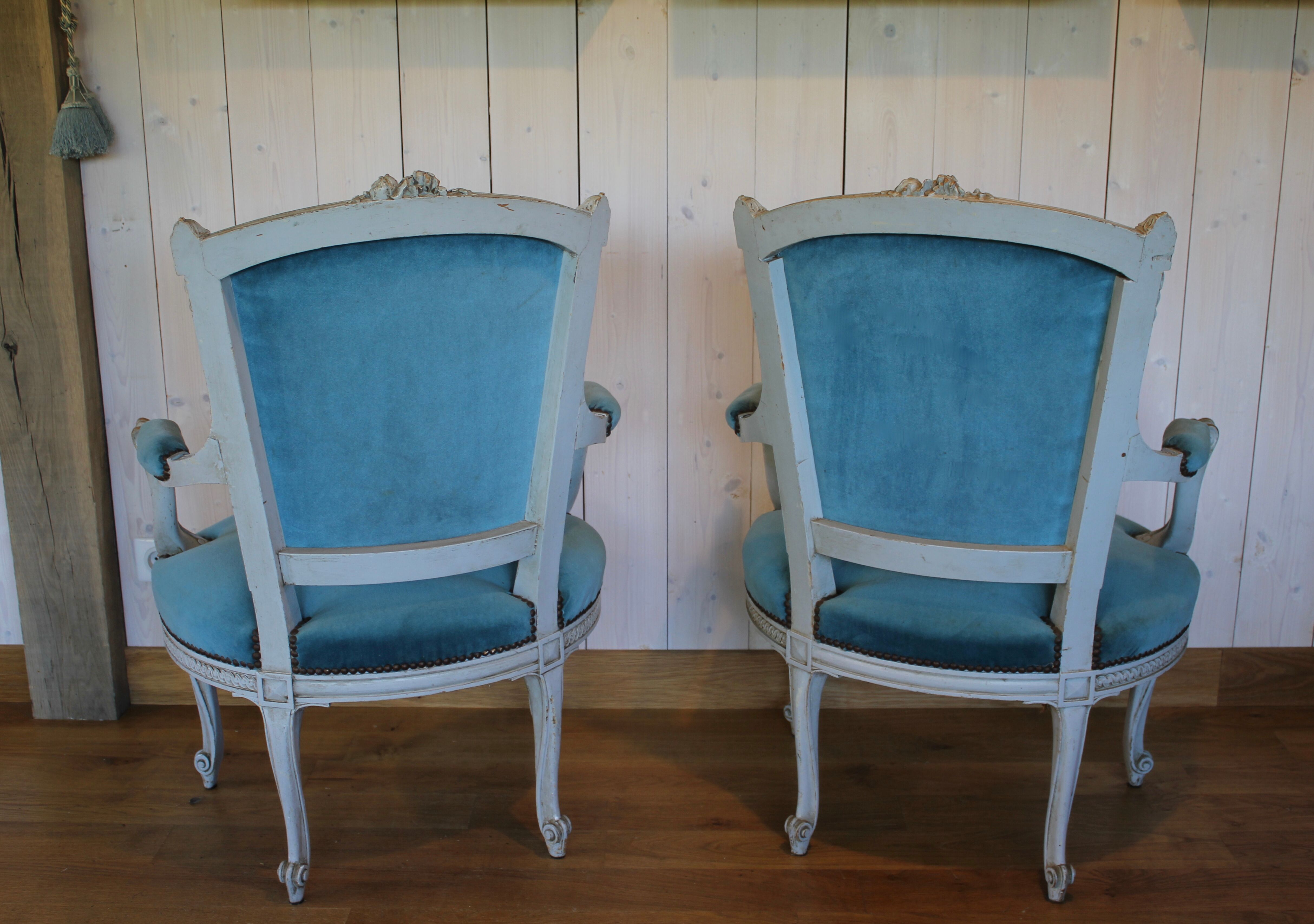 Patinated Louis XV style armchairs (pair or individual)