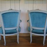Patinated Louis XV style armchairs (pair or individual)