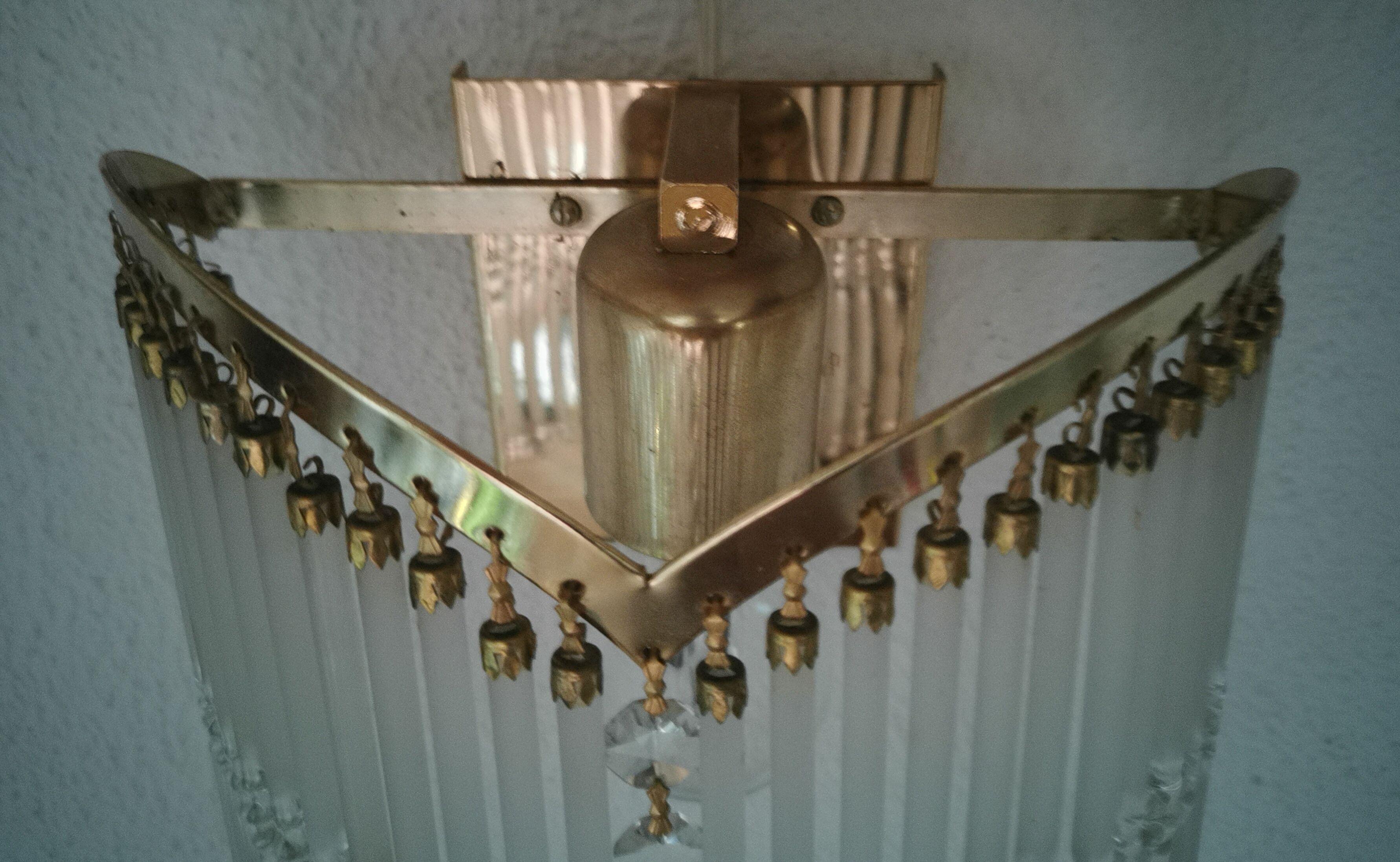 Vintage wall sconce gold metal and stamps