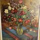 Oil on canvas still life with a red bouquet signed Bérard 20th century.