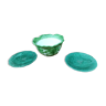 Cabbage leaf salad bowl set + 2 Gien plates decorated with leaves