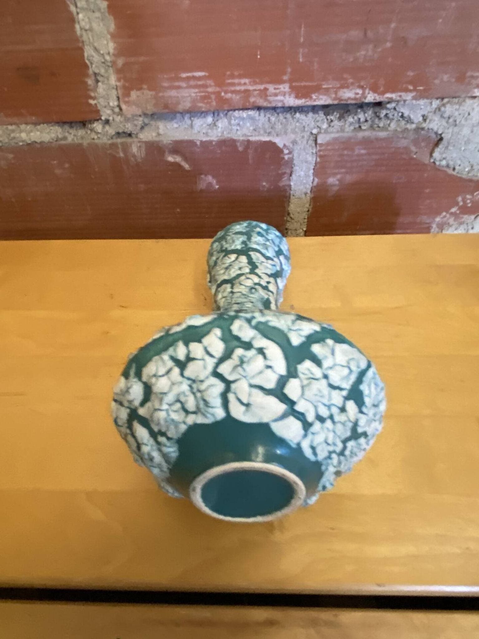 Ancient Vase CYCLOPE Charles CART Ceramic Fat Lava Green + Blue Vintage