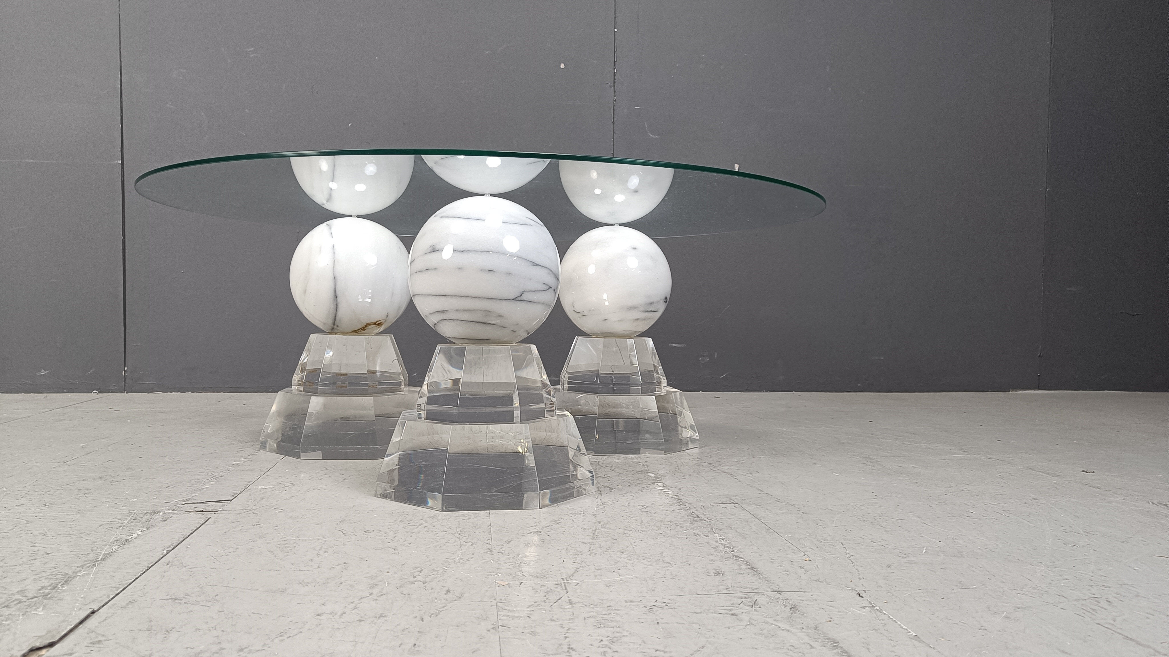 Marble sphere coffee table by Roche Bobois, 1980s