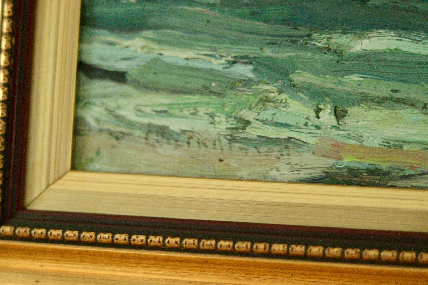 Original vintage oil on panel – ocean landscape