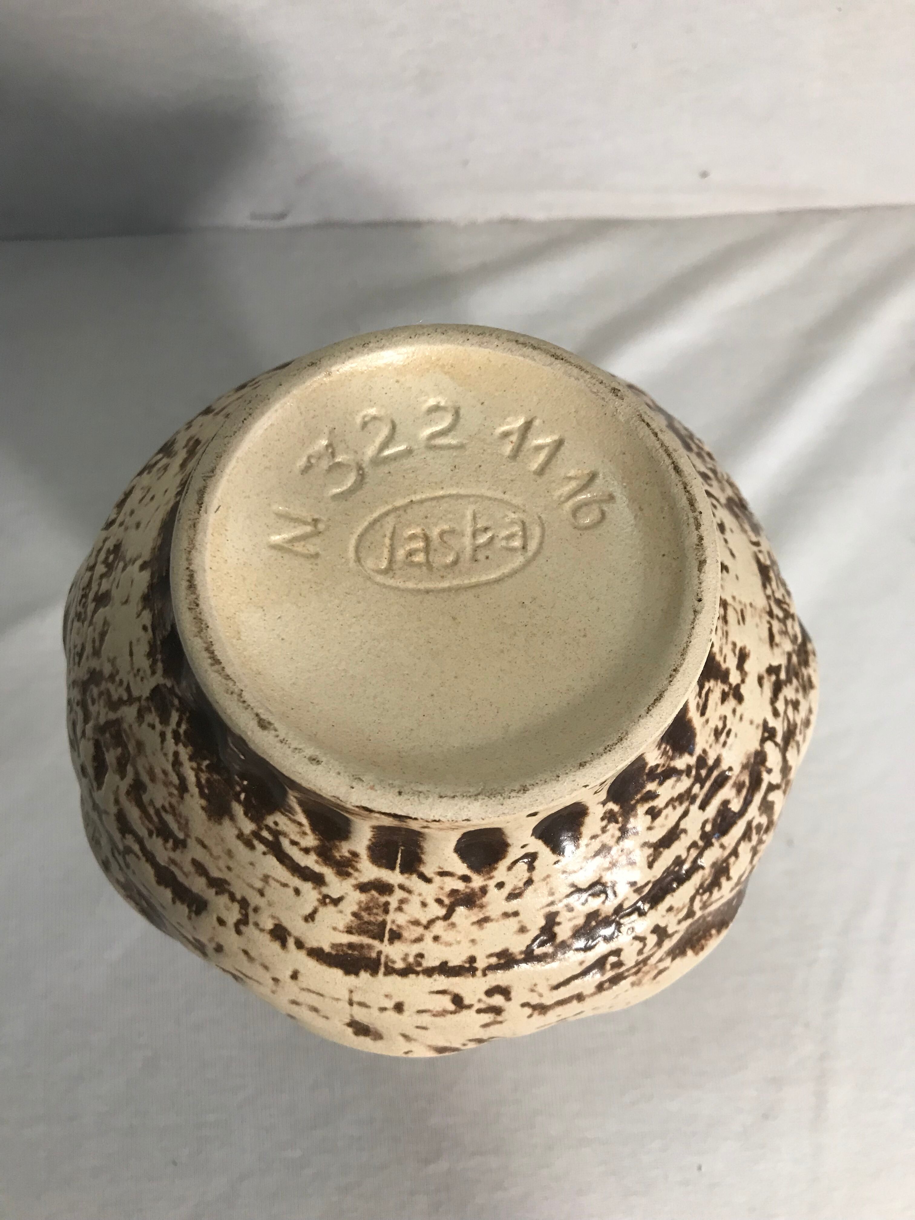 Old Vase Jaspa ceramic Beige & Brown Decoration 70s Vintage