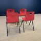Set of 4 Galvanitas S30 raspberry red / gray steel chairs from the 70s