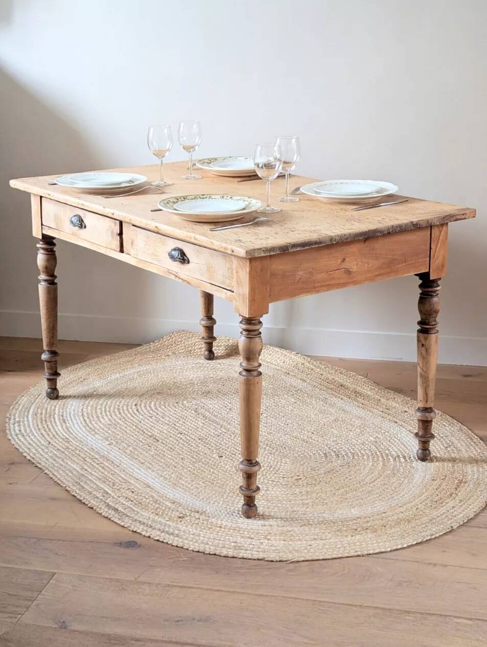 Renovated solid wood farmhouse table