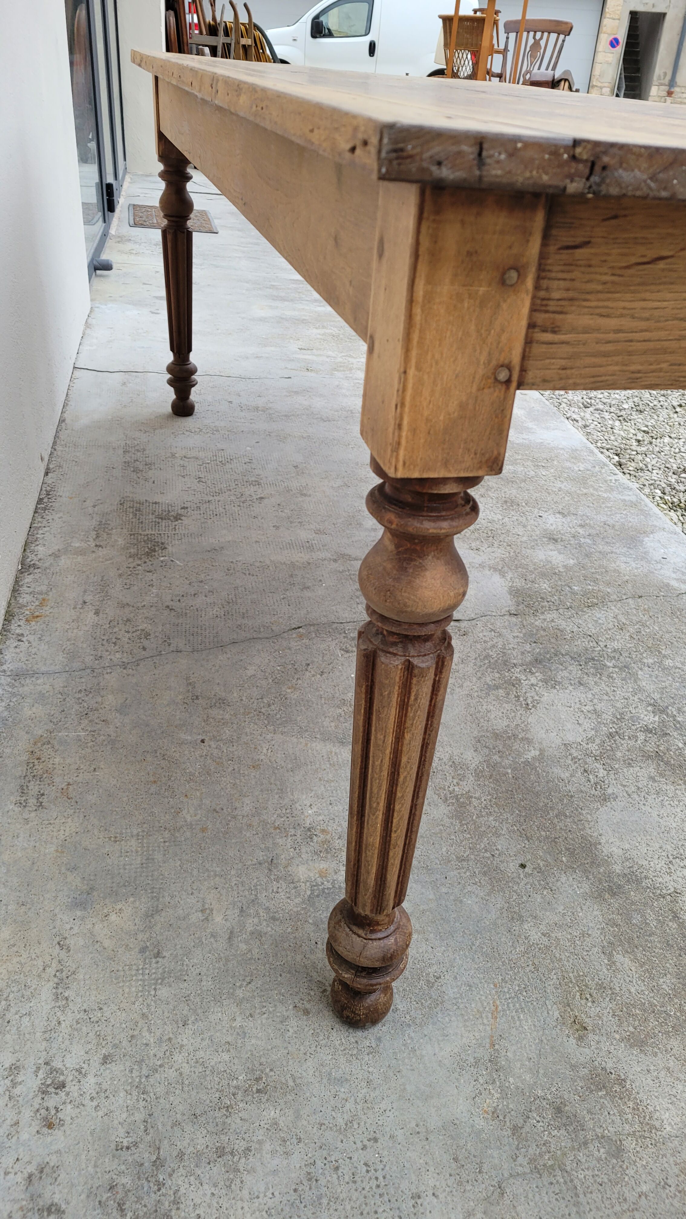 Rustic farmhouse table in solid oak Louis Philippe style -1m84