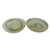 Paire de vide poches baguiers pâte de verre verte