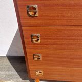 1960s chest of drawers, spindle legs, recessed handles
