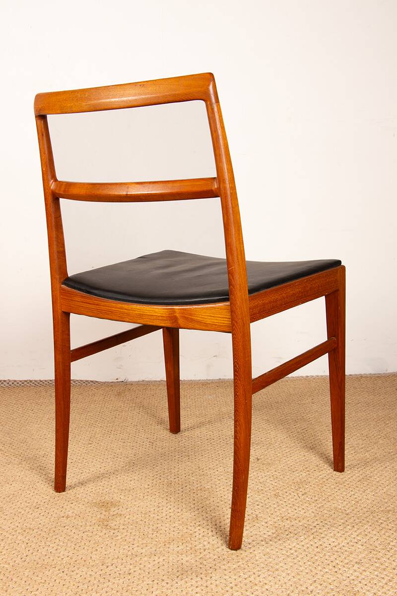 Set of 4 Danish teak and leather chairs, model 430, by Arne Vodder, 1960