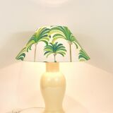 Pair of Tommaso Barbi Riviera palm tree table lamps from the 1970s with matching cushions.
