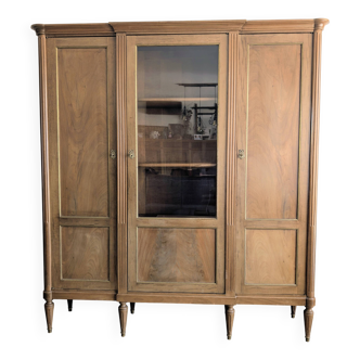 Antique mahogany library with mahogany veneer in Louis XVI style.