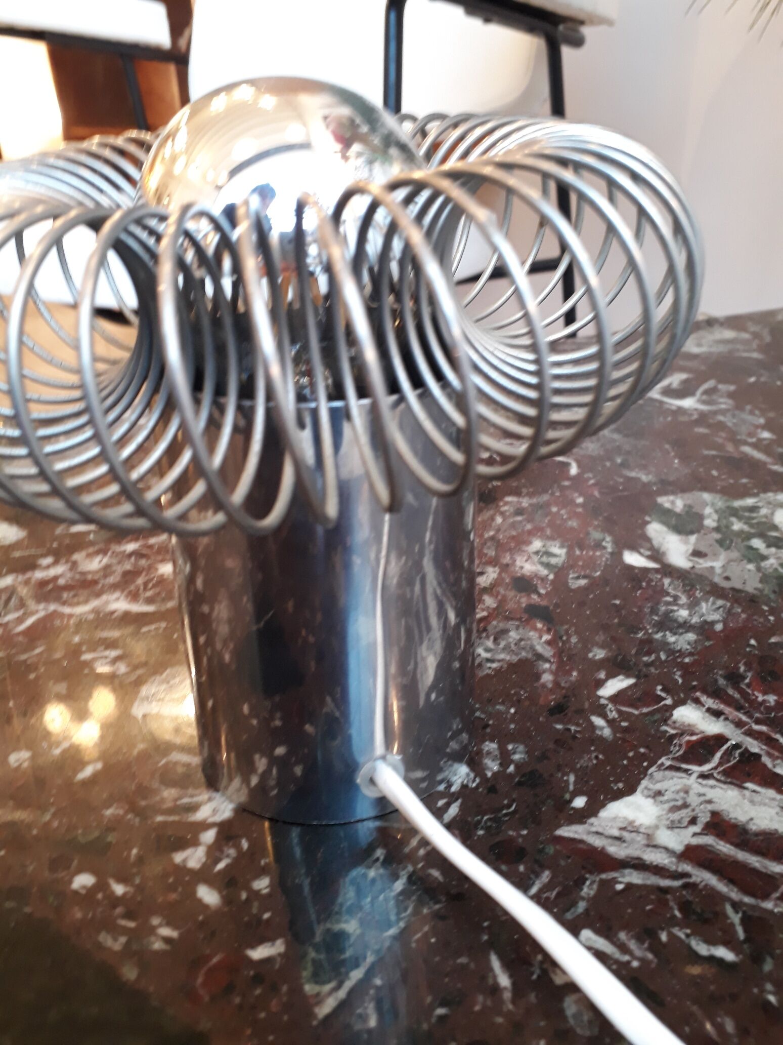 Chrome metal "spring" lamp