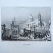 La cathédrale de Palerme, Sicile, gravure ancienne, imprimée en 1841.