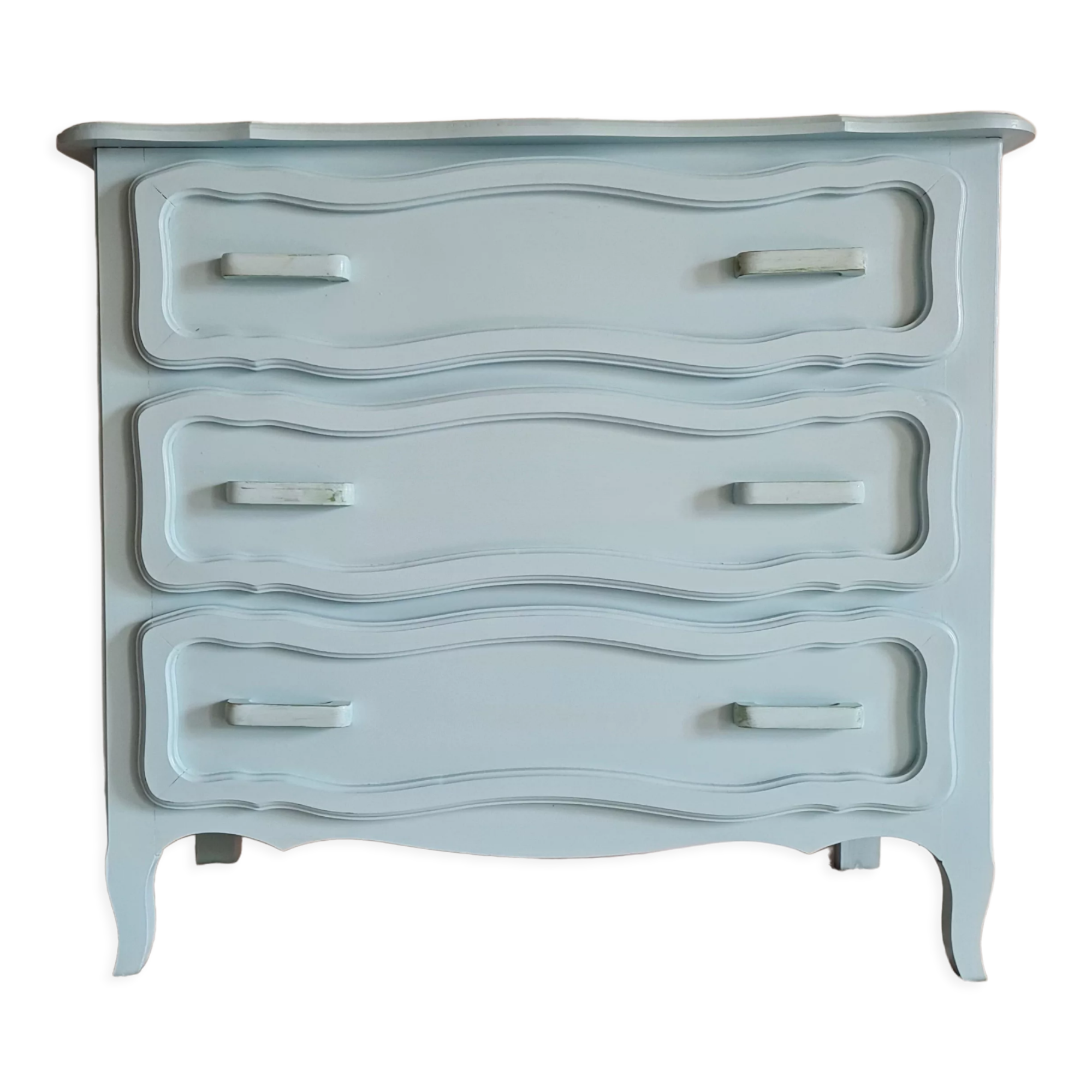 Antique chest of drawers in light blue wood