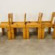 4 brutalist chairs by Silvio Coppola for Roche Bobois, solid pine