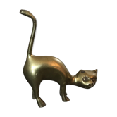 Sculpture cat standing in solid brass vintage collection animal brass 14 cm