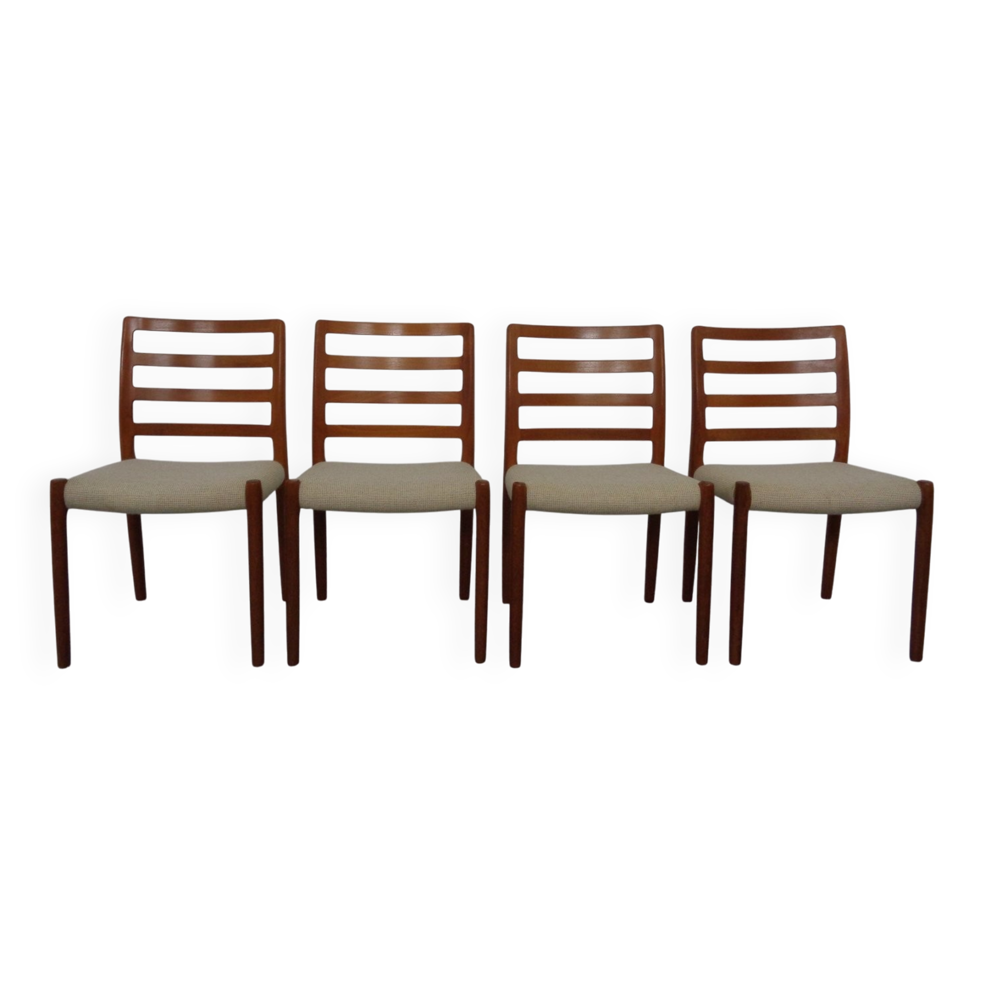 Vintage Danish 85 Dining Chairs in Teak and Wool by Niels Otto Møller for J.L. Møllers, 1960s, Set of 4
