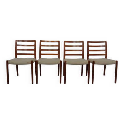 Vintage Danish 85 Dining Chairs in Teak and Wool by Niels Otto Møller for J.L. Møllers, 1960s, Set of 4