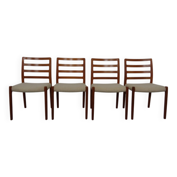 Vintage Danish 85 Dining Chairs in Teak and Wool by Niels Otto Møller for J.L. Møllers, 1960s, Set of 4